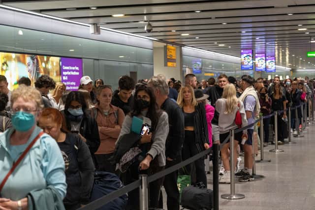 Queues at Heathrow. Credit: Getty