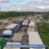 M25 has closed three out of four lanes following a crash 