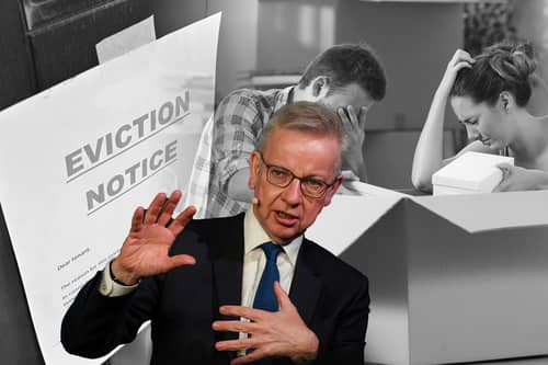 Michael Gove promised to ban no-fault evictions. Credit: Getty/Kim Mogg/Adobe