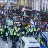 Six people have been arrested as a St George’s Day event was held in Whitehall.