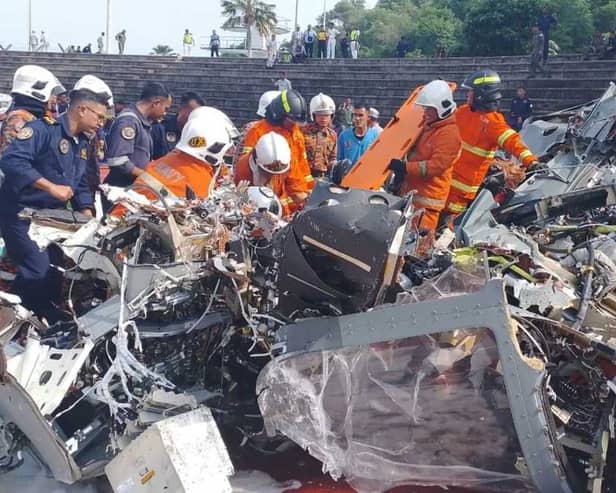 10 people have been killed following a helicopter crash in Malaysia involving two navy aircraft. (Credit: PERAK FIRE AND RESCUE DEPARTMENT)