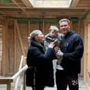 'Love Island' couple Olivia and Alex Bowen, with their son Abel, in the new home they are renovating. Photo by Instagram/TheBowenHome.