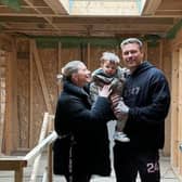 'Love Island' couple Olivia and Alex Bowen, with their son Abel, in the new home they are renovating. Photo by Instagram/TheBowenHome.