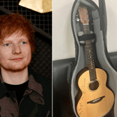 A guitar signed by Ed Sheeran and an original script for Yuletide favourite "Love Actually" are among the celebrity items up for auction for War Child's latest campaign (Credit: Getty/PA)
