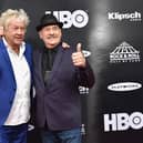 John Lodge and  Mike Pinder of The Moody Blues attend the 33rd Annual Rock & Roll Hall of Fame Induction Ceremony at Public Auditorium on April 14, 2018 in Cleveland, Ohio.  (Photo by Mike Coppola/Getty Images For The Rock and Roll Hall of Fame)
