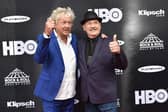 John Lodge and  Mike Pinder of The Moody Blues attend the 33rd Annual Rock & Roll Hall of Fame Induction Ceremony at Public Auditorium on April 14, 2018 in Cleveland, Ohio.  (Photo by Mike Coppola/Getty Images For The Rock and Roll Hall of Fame)