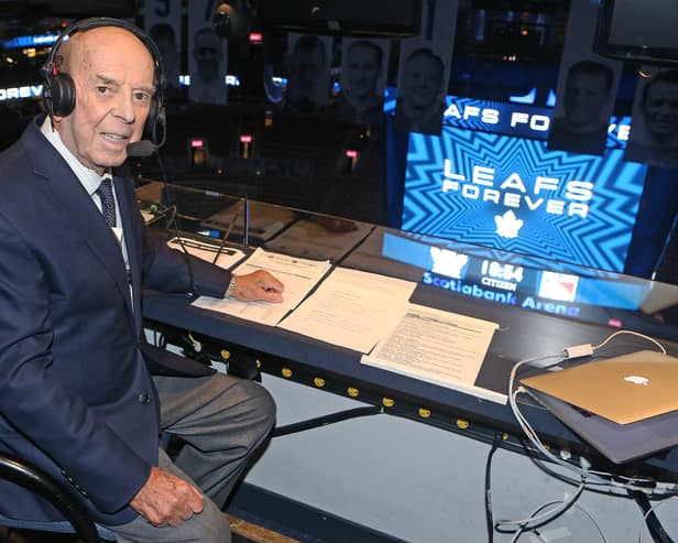 Bob Cole, a hockey commentator who was the voice of 'Hockey Night in Canada' for five decades, has died aged 90. (Credit: Getty Images)