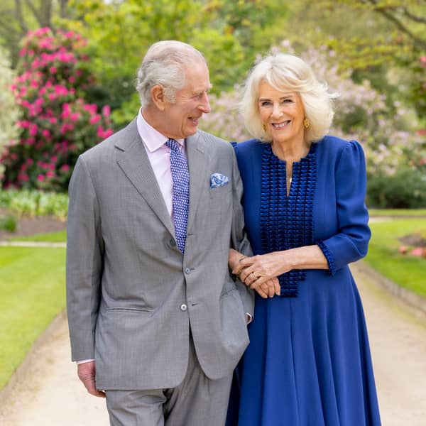 King Charles III and Queen Camilla, taken by portrait photographer Millie Pilkington, in Buckingham Palace Gardens on April 10, the day after their 19th wedding anniversary, and is being released to mark the first anniversary of their Coronation