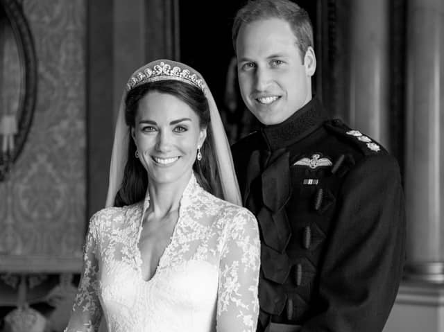A previously unseen portrait of the Prince and Princess of Wales has been released by Kensington Palace to mark the couple’s 13th wedding anniversary.
The photograph by Millie Pilkington shows William and Kate together on their wedding day in 2011.

