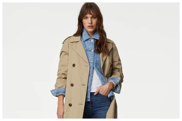 For those of you who are looking for a classic trench coat, then I think this M&S Cotton Rich Long Line Trench Coat, £79 in Buff, is ideal. A