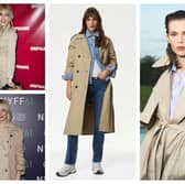 Sienna Miller and Emma Stone are fans of the trench coat and so are we! Middle image, courtesy of M&S, and far right, Victoria Beckham X Mango collection 