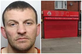 Yates (pictured) terrorised staff at the Four Square Pizza RFC shop on Airedale Road. (pics by WYP / Google Maps)