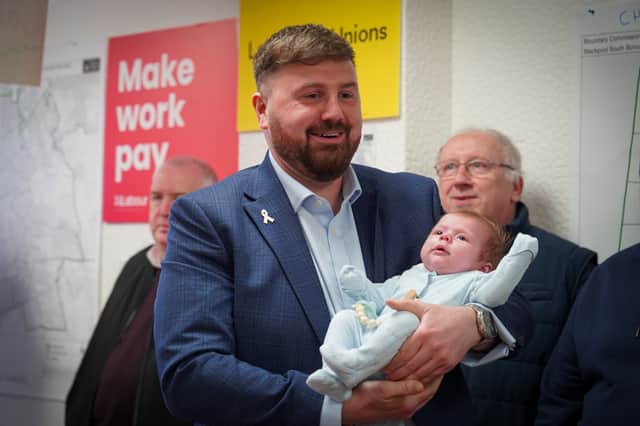 Labour candidate Chris Webb and his son Cillian. Credit: Labour