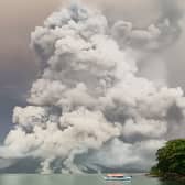 Mount Ruang volcano in Indonesia has erupted forcing several airports to close and prompting authorities to evacuate thousands as fears of a tsunami mount. Picture: AFP via Getty Images