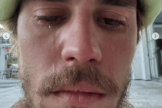 Singer Justin Bieber worried fans when he posted picture of himself crying on social media - but a source close to him said that it was "about his love for Jesus". (Credit: Justin Bieber/Instagram)