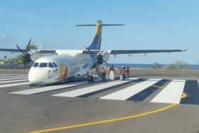 The nose gear of a Satena Airlines plane collapsed as the flight full of passengers prepared to take off from an airport in Colombia. (Photo: The Aviation Herald)