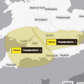 Yellow weather warnings for thunder in the south have been extended. (Credit: Met Office)