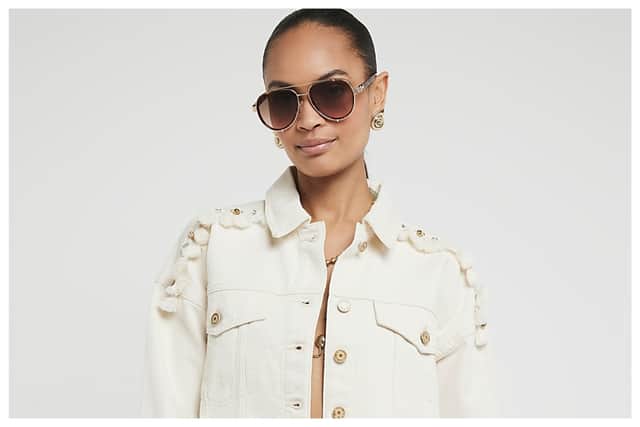 Festival season is fast approaching, and this River Island ecru embellished denim jacket would be an amazing addition to anyone’s festival wardrobe