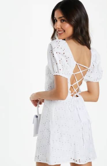 Quiz White Broderie Mini Dress. Photo by Secret Sales.