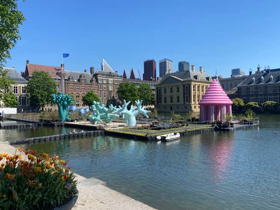 Inflatable art has emerged on a stunning lake in the heart of the European city The Hague in the Netherlands to inspire residents and tourists. (Photo: Isabella Boneham)