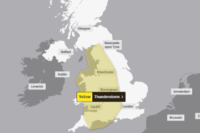 A yellow weather warning for thunderstorms has been issued by the Met Office. (Credit: Met Office)