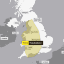 A yellow weather warning for thunderstorms has been issued by the Met Office. (Credit: Met Office)
