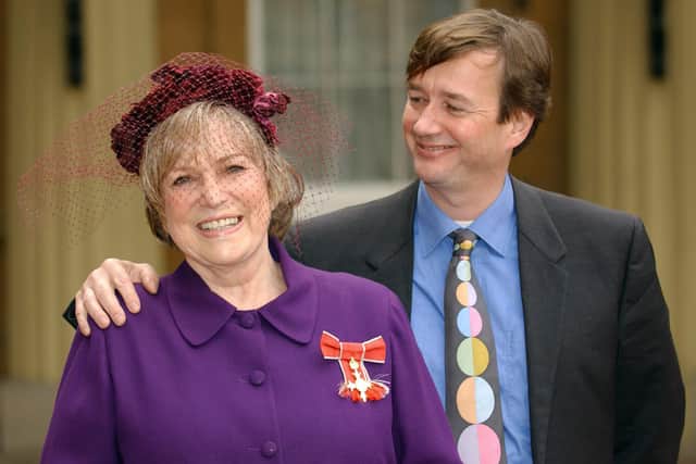 Dame Shirley Conran, with her son Sebastian. (Credit: Fiona Hanson/PA Wire)