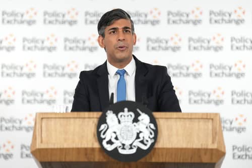 Rishi Sunak gives a speech at Policy Exchange. Credit: Getty
