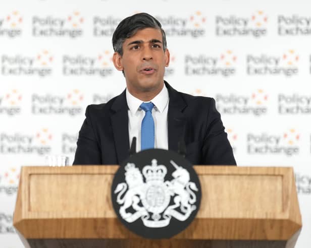Rishi Sunak gives a speech at Policy Exchange. Credit: Getty
