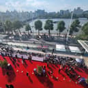 The red carpet at the Baftas Television Awards 2024, alongside the River Thames
