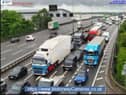 Traffic backed up on the M25 at Junction 25 after a lorry broke down Picture: motorwaycameras.co.uk