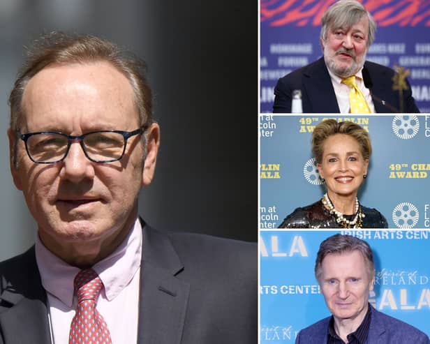 Stephen Fry, Sharon Stone and Liam Neeson have lent their support to Kevin Spacey, main picture, saying he should be welcomed back to work after being cleared of sex offences Picture: Getty 