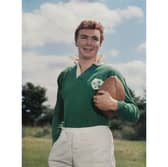 Irish rugby player Tony O'Reilly, right wing for the Ireland national rugby union team during a training session circa October 1958 near Dublin, Ireland Picture: Allsport/Hulton Archive/Getty Images