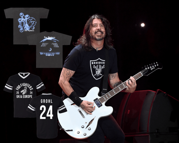 What could Dave Grohl and Foo Fighters be offering in terms of merchandise ahead of their UK Tour in June 2024? (Credit: Foo Fighters/Getty)