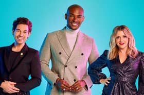'Celebs Go Dating' relationship experts Paul Carrick Brunson (centre) and Anna Williamson (right) dating agency receptionist Tom Read Wilson (left). Photo by Channel 4.
