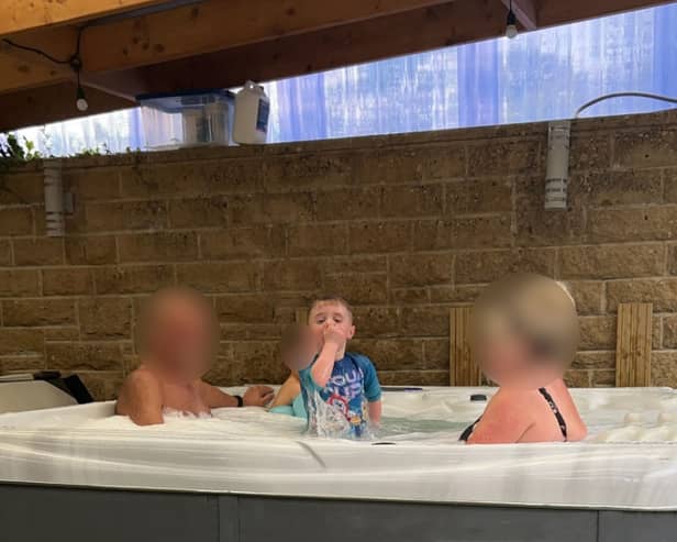 A woman has issued a warning after her son, Lucas, got sucked into a hot tub filter during a family holiday. Picture: Kennedy News and Media