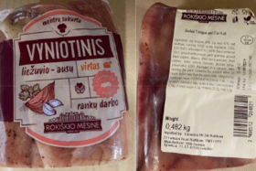 Daivida Rokiskio Mesine Pork Tongue and Ear Roll has been taken off the shelves due to Listeria monocytogenes being found in the product.