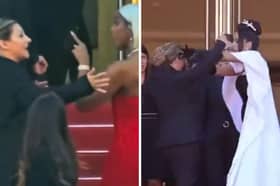 Ugly scenes on the Cannes Film Festival red carpet as altercations break out with security guard. Picture: X (formally Twitter)