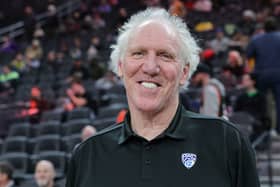 Two-time NBA champion Bill Walton, who was also a broadcaster, has died at 71. Sportscaster and former NBA player Bill Walton poses before broadcasting a first-round game of the Pac-12 basketball tournament between the Oregon State Beavers and the Arizona State Sun Devils at T-Mobile Arena on March 08, 2023 in Las Vegas, Nevada