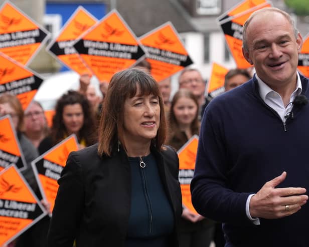 Liberal Democrat Leader Sir Ed Davey and Welsh Liberal Democrat Leader Jane Dodds (left) during a visit to Wales on the General Election campaign trail (Photo: Jacob King/PA Wire)