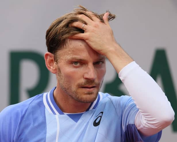Tennis star, David Goffin, was outraged after fan spits chewing gum on him during match. Picture: BELGA MAG/AFP via Getty Images