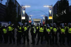 Police outside the UEFA Champions League final at Wembley Stadium Picture: Lucy North/PA Wire.
