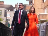 Labour leader Sir Keir Starmer and his wife Victoria arrive to cast their votes in the 2024 General Election at Willingham Close TRA Hall in London. Picture: James Manning/PA Wire