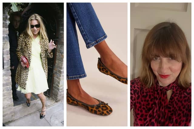 Leopard print is big news this season and I am a big fan. Kate Moss loves it too. From l to r: Kate Moss, Boden Kitty Flexi Sole Ballet Pumps and myself in leopard print