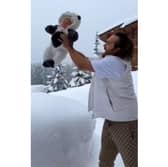 Russian Millionaire influencer and crypto businessman Sergei Kosenko allegedly throws his two-month-old son into a snowdrift, undated. Kosenko claims it was a doll in the footage and not his son. Online he is known as Mr Thank You Note: Picture is screenshot from a video. ()