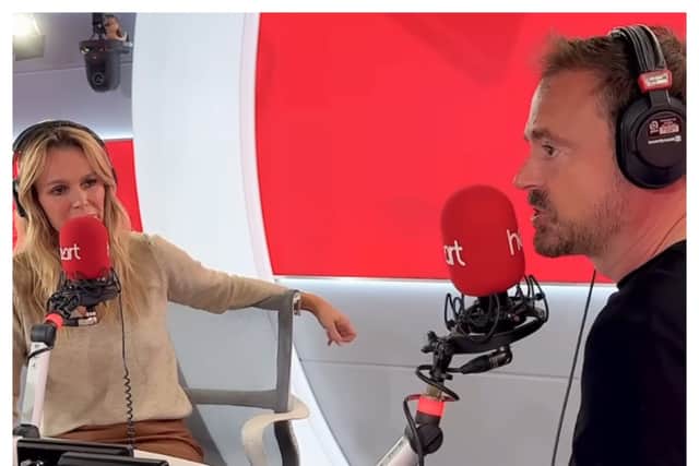 Jamie Theakston made an emotional return to host his Heart FM Breakfast show after taking a four month break from work while he battled laryngeal cancer. (Photo: @thisisheart on Instagram)