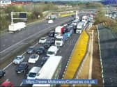 The M1 southbound between Alfreton and Underwood on Tuesday, March 25, 2025 after a vehicle fire 