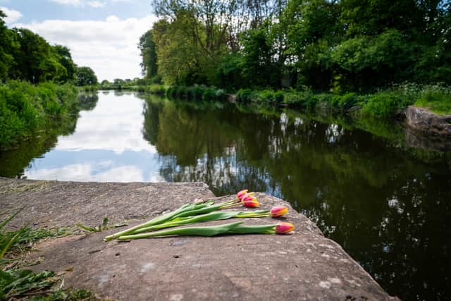 The canal by Clapperbrook Lane East in Exeter in Devon