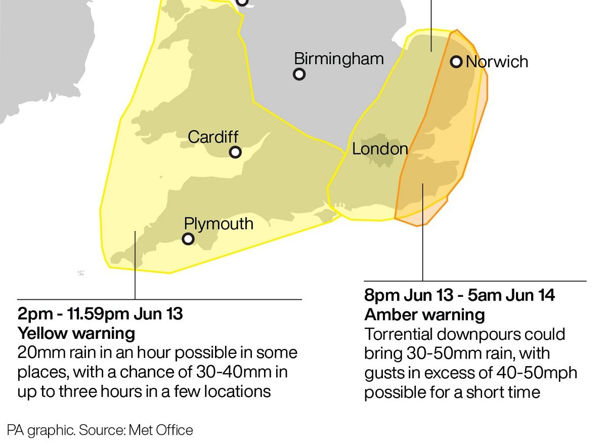 Met Office issues severe thunderstorm warning for UK