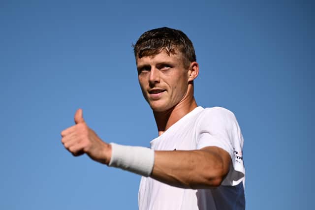 Billy Harris recorded his first-ever Wimbledon win against Dusan Lajovic in the first round of the 2025 tournament.